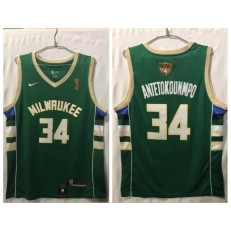 Milwaukee Bucks #34 Giannis Antetokounmpo Green Nike 2021 NBA Finals Champions Swingman Jersey