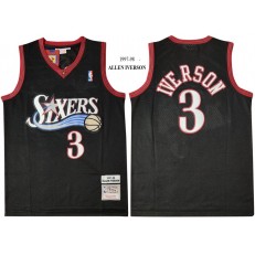Philadelphia 76ers #3 Allen Iverson Black 1997-98 Hardwood Classics Mesh Jersey