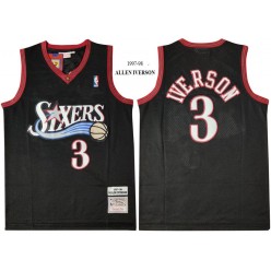 Philadelphia 76ers #3 Allen Iverson Black 1997-98 Hardwood Classics Mesh Jersey