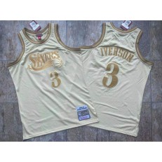 Philadelphia 76ers #3 Allen Iverson Cream 2000-01 Hardwood Classics Jersey