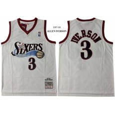 Philadelphia 76ers #3 Allen Iverson White 1997-98 Hardwood Classics Mesh Jersey