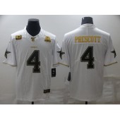 Dallas Cowboys #4 Dak Prescott White Gold C And Est 1960 Patch Vapor Limited Jersey