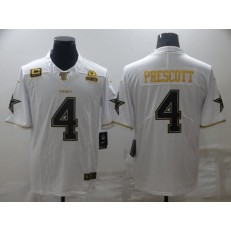 Dallas Cowboys #4 Dak Prescott White Gold C And Est 1960 Patch Vapor Limited Jersey