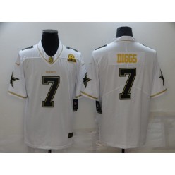 Dallas Cowboys #7 Trevon Diggs White Gold Est 1960 Patch Vapor Limited Jersey