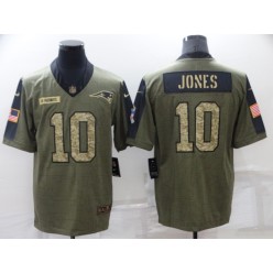 New England Patriots #10 Mac Jones Olive Camo 2021 Salute To Service Limited Jersey