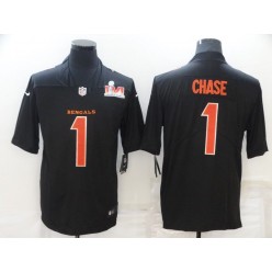 Cincinnati Bengals #1 Ja'Marr Chase Black 2022 Super Bowl LVI Vapor Limited Jersey