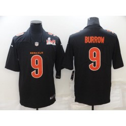 Cincinnati Bengals 9 Joe Burrow Black 2022 Super Bowl LVI Vapor Limited Jersey