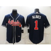 MLB Atlanta Braves #1 Ozzie Albies Navy Nike Cool Base Jersey