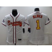MLB Atlanta Braves #1 Ozzie Albies White 2022 Gold Program Flexbase Jersey