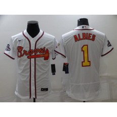MLB Atlanta Braves #1 Ozzie Albies White 2022 Gold Program Flexbase Jersey