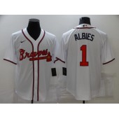 MLB Atlanta Braves #1 Ozzie Albies White Nike Cool Base Jersey