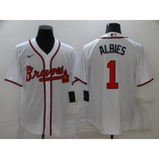MLB Atlanta Braves #1 Ozzie Albies White Nike Cool Base Jersey