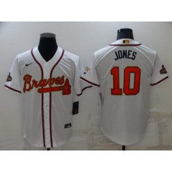 MLB Atlanta Braves #10 Chipper Jones White 2022 Gold Program Nike Cool Base Jersey