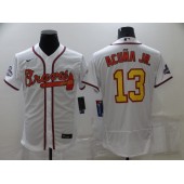 MLB Atlanta Braves #13 Ronald Acuna Jr. White 2022 Gold Program Flexbase Jersey