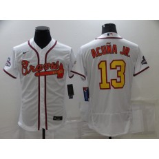 MLB Atlanta Braves #13 Ronald Acuna Jr. White 2022 Gold Program Flexbase Jersey