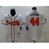 MLB Atlanta Braves #44 Hank Aaron White 2022 Gold Program Nike Cool Base Jersey