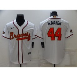 MLB Atlanta Braves #44 Hank Aaron White 2022 Gold Program Nike Cool Base Jersey