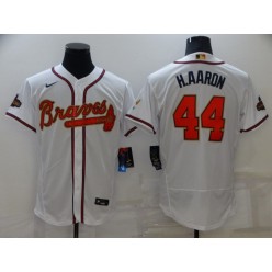 MLB Atlanta Braves #44 Hank Aaron White 2022 Gold Program Nike Flexbase Jersey