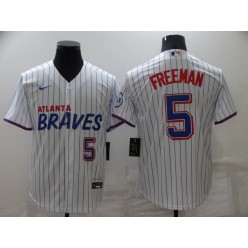 MLB Atlanta Braves #5 Freddie Freeman White 2021 City Connect Cool Base Jersey