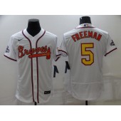 MLB Atlanta Braves #5 Freddie Freeman White 2022 Gold Program Flexbase Jersey