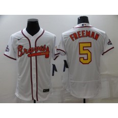 MLB Atlanta Braves #5 Freddie Freeman White 2022 Gold Program Flexbase Jersey