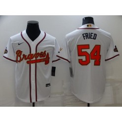 MLB Atlanta Braves #54 Max Fried White 2022 Gold Program Nike Cool Base Jersey