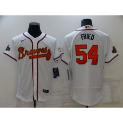 MLB Atlanta Braves #54 Max Fried White 2022 Gold Program Nike Flexbase Jersey