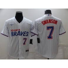 MLB Atlanta Braves #7 Dansby Swanson White 2021 City Connect Cool Base Jersey