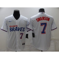 MLB Atlanta Braves #7 Dansby Swanson White 2021 City Connect Cool Base Jersey
