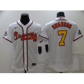 MLB Atlanta Braves #7 Dansby Swanson White 2022 Gold Program Flexbase Jersey