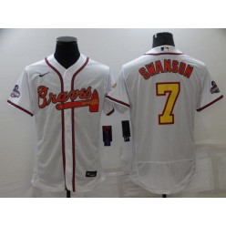 MLB Atlanta Braves #7 Dansby Swanson White 2022 Gold Program Flexbase Jersey