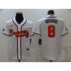 MLB Atlanta Braves #8 Eddie Rosario White 2022 Gold Program Nike Cool Base Jersey