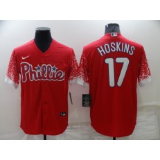 MLB Philadelphia Phillies #17 Rhys Hoskins White Nike Drift Fashion Cool Base Jersey