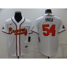 MLB Atlanta Braves #54 Max Fried White 2022 Gold Program Nike Cool Base Jersey