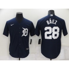MLB Detroit Tigers #28 Javier Baez Navy Nike Cool Base Jersey