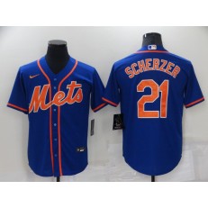 MLB New York Mets #21 Max Scherzer Royal Nike Cool Base Jersey