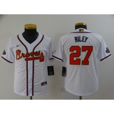 MLB Atlanta Braves #27 Austin Riley White Youth 2022 Gold Program Nike Cool Base Jersey