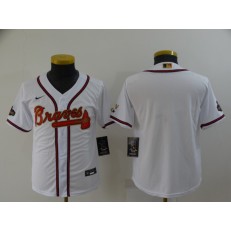 MLB Atlanta Braves Blank White Youth 2022 Gold Program Nike Cool Base Jersey