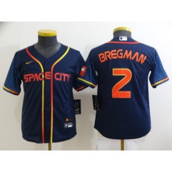 MLB Houston Astros #2 Alex Bregman Navy Youth Nike 2022 City Connect Cool Base Jersey