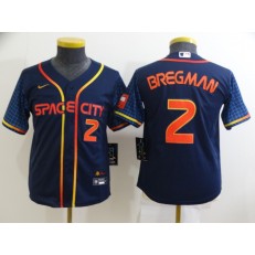 MLB Houston Astros #2 Alex Bregman Navy Youth Nike 2022 City Connect Cool Base Jerseys