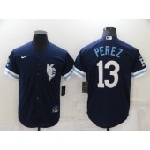 MLB Kansas City Royals #13 Salvador Perez Navy Nike 2022 City Connect Cool Base Jersey