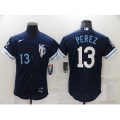 MLB Kansas City Royals #13 Salvador Perez Navy Nike 2022 City Connect Flexbase Jersey