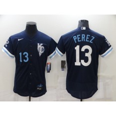 MLB Kansas City Royals #13 Salvador Perez Navy Nike 2022 City Connect Flexbase Jersey