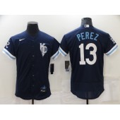 MLB Kansas City Royals #13 Salvador Perez Navy Nike 2022 City Connect Flexbase Jerseys