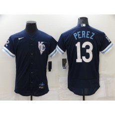 MLB Kansas City Royals #13 Salvador Perez Navy Nike 2022 City Connect Flexbase Jerseys