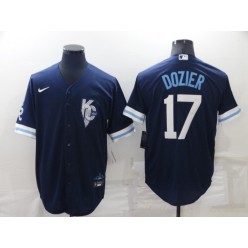 MLB Kansas City Royals #17 Hunter Dozier Navy Nike 2022 City Connect Cool Base Jersey