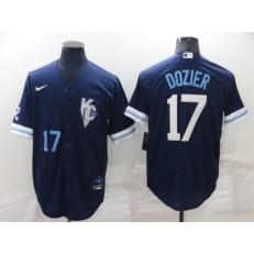 MLB Kansas City Royals #17 Hunter Dozier Navy Nike 2022 City Connect Cool Base Jerseys
