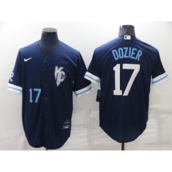 MLB Kansas City Royals #17 Hunter Dozier Navy Nike 2022 City Connect Cool Base Jerseys