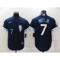 MLB Kansas City Royals #7 Bobby Witt Jr. Navy Nike 2022 City Connect Cool Base Jerseys