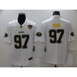 Nike 49ers 97 Nick Bosa White Gold 75th Anniversary Vapor Limited Jersey